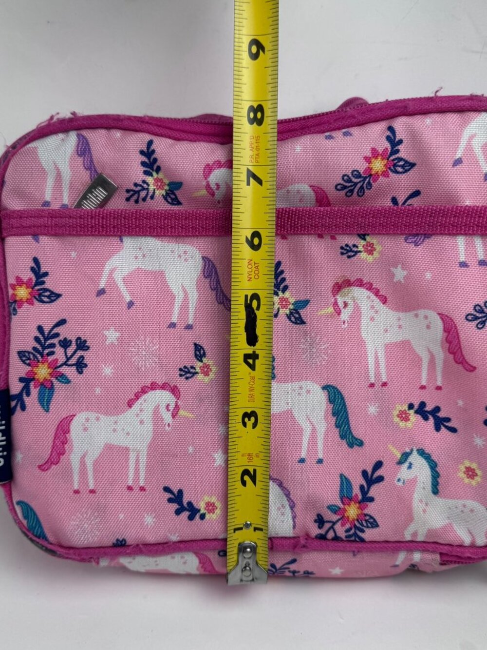 Wildkin Pink Unicorn Insulated Lunch Box Bag Cooler Zipper Pocket 9.5x7" stains - Picture 10 of 13